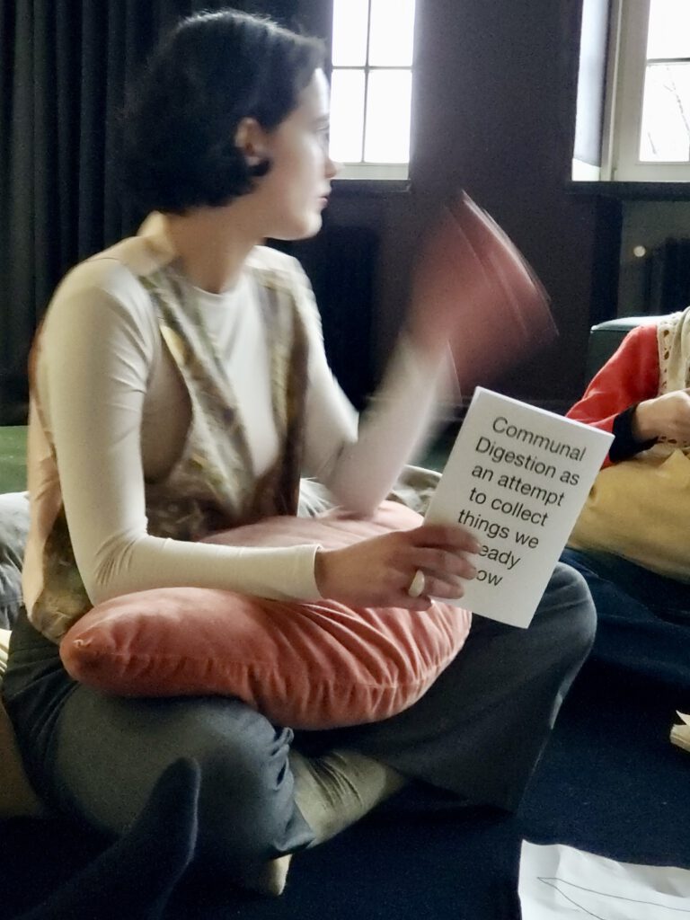 Klara Zantova during the Workshop I gave with Vilma Braun and Ema Pernek during the Seminar on Anti-Academies by Olga Schubert at HFBK Hamburg